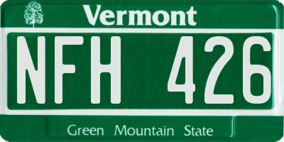 VT license plate NFH426