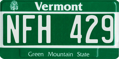 VT license plate NFH429