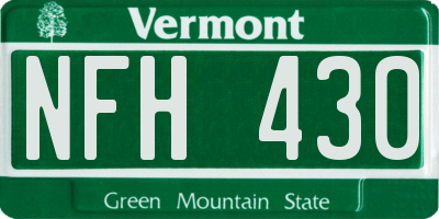 VT license plate NFH430