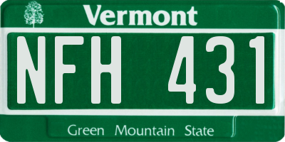 VT license plate NFH431