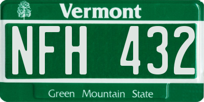 VT license plate NFH432