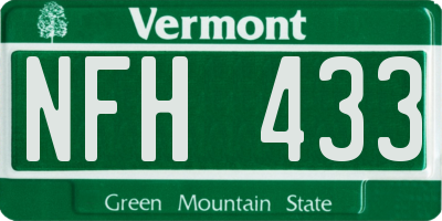 VT license plate NFH433