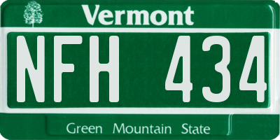 VT license plate NFH434