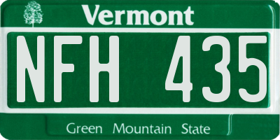 VT license plate NFH435