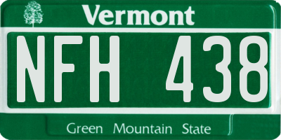 VT license plate NFH438