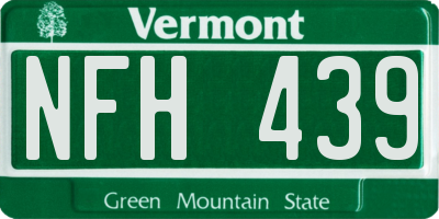 VT license plate NFH439