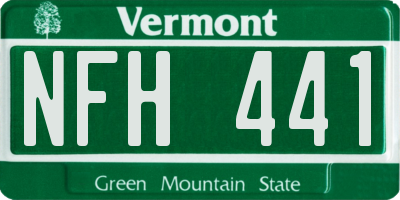 VT license plate NFH441
