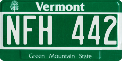 VT license plate NFH442