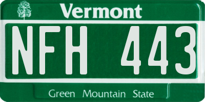 VT license plate NFH443
