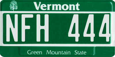 VT license plate NFH444