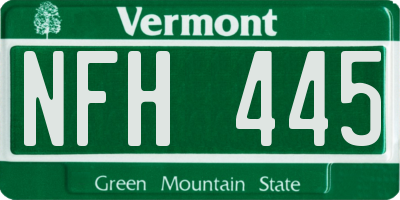 VT license plate NFH445