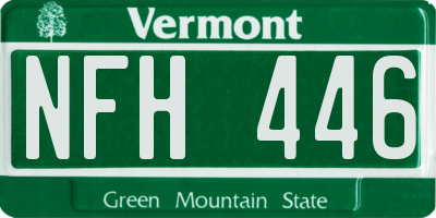 VT license plate NFH446