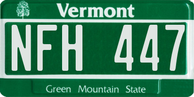 VT license plate NFH447