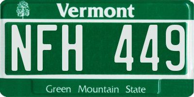 VT license plate NFH449
