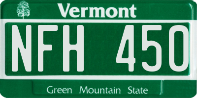VT license plate NFH450