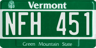 VT license plate NFH451