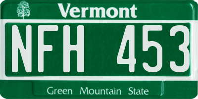 VT license plate NFH453