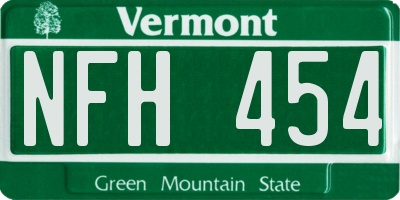 VT license plate NFH454