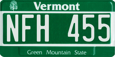 VT license plate NFH455