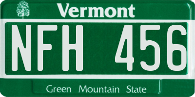 VT license plate NFH456
