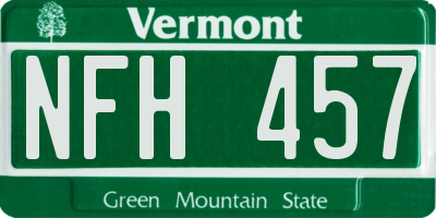 VT license plate NFH457