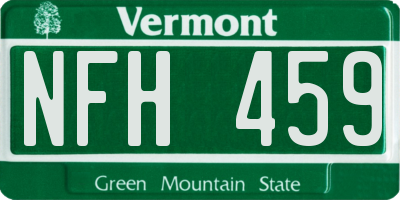 VT license plate NFH459