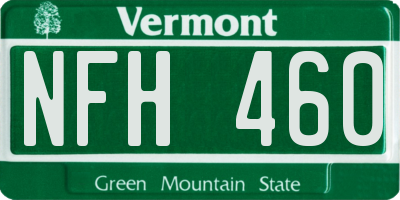 VT license plate NFH460