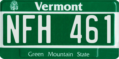 VT license plate NFH461