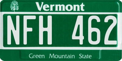 VT license plate NFH462