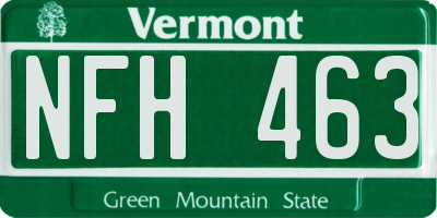 VT license plate NFH463