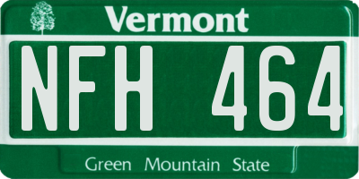 VT license plate NFH464