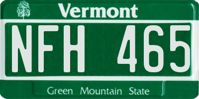 VT license plate NFH465