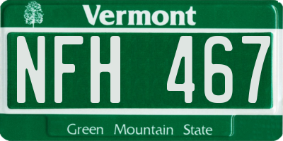 VT license plate NFH467