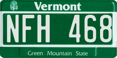 VT license plate NFH468