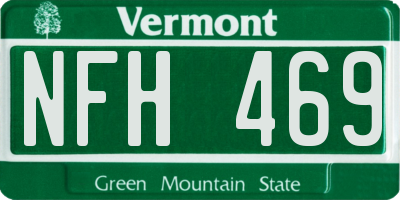 VT license plate NFH469