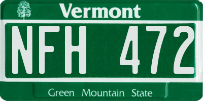 VT license plate NFH472