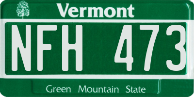 VT license plate NFH473