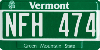 VT license plate NFH474