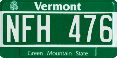 VT license plate NFH476