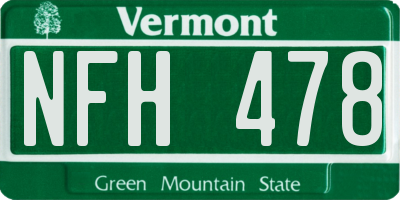 VT license plate NFH478
