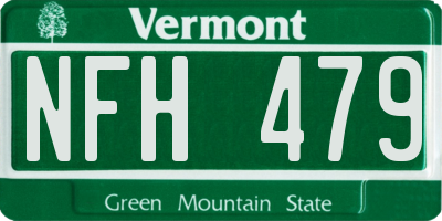 VT license plate NFH479