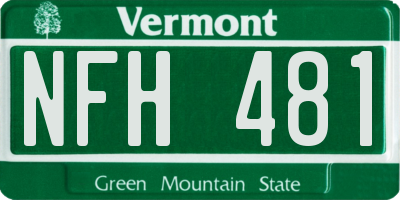 VT license plate NFH481