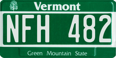 VT license plate NFH482