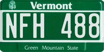 VT license plate NFH488