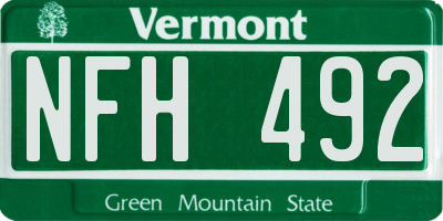 VT license plate NFH492