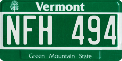 VT license plate NFH494