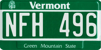VT license plate NFH496