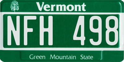 VT license plate NFH498