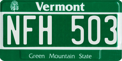VT license plate NFH503