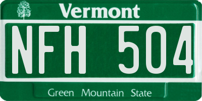 VT license plate NFH504
